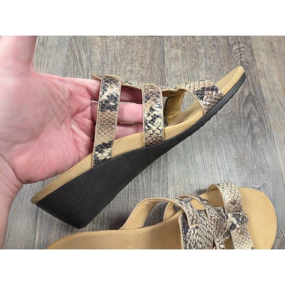 Vionic Orthotic Triple Strap Slide Wedge Sandals Heel Radia Snake Size 8 Shoes - Picture 9 of 9